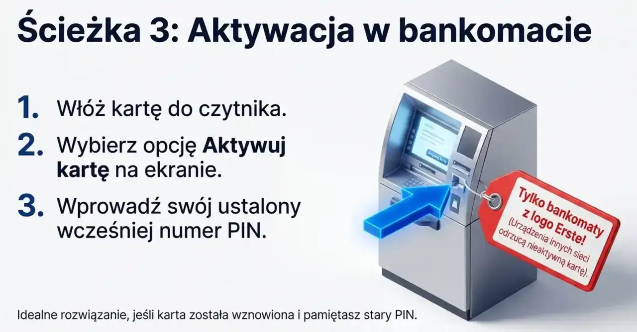 Jak aktywować kartę Santander w bankomacie: włóż kartę, wybierz 