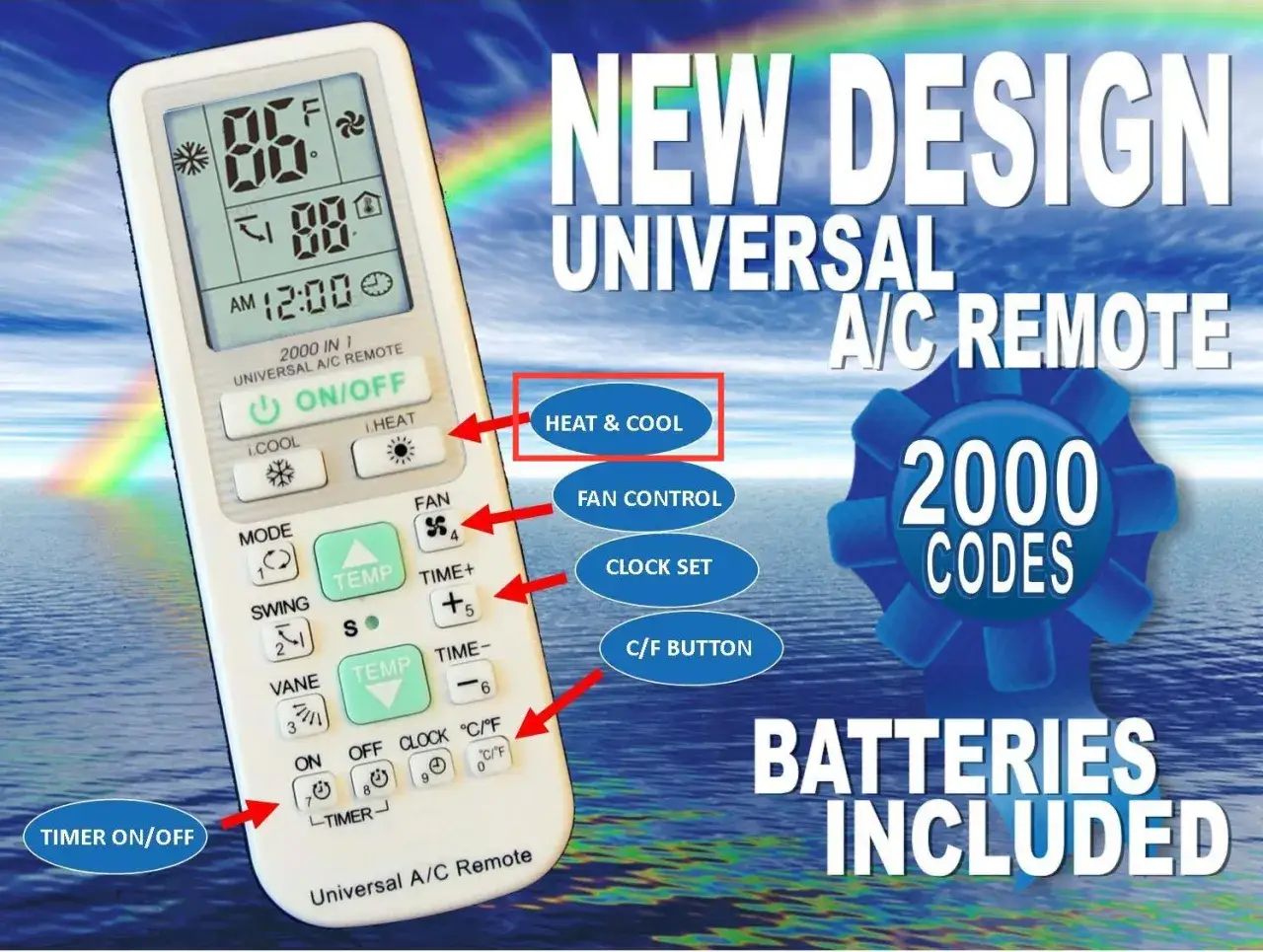 Mando universal A/C. Para poner aire acondicionado en frío, presiona el botón