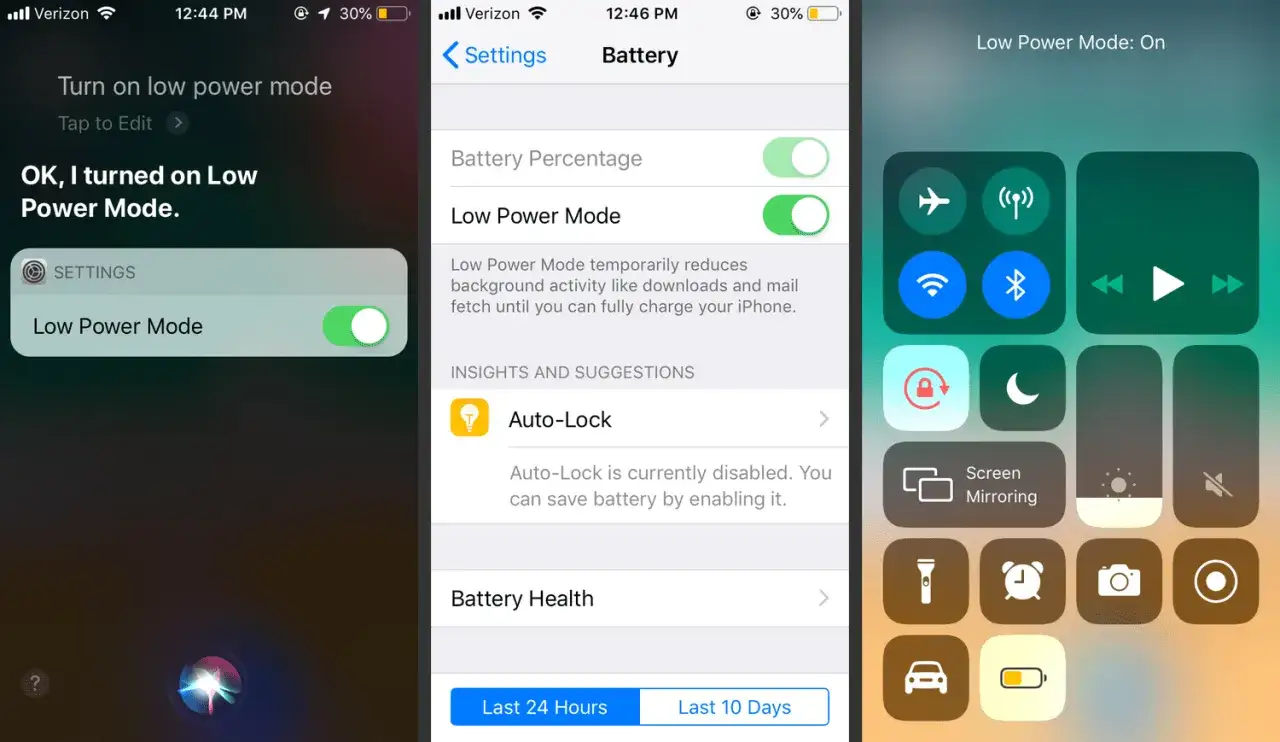 Siri potwierdza włączenie trybu niskiego poboru mocy, który pomaga oszczędzać baterię w iPhone.
