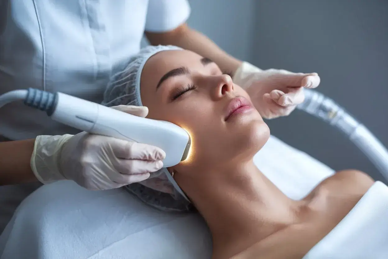 Una donna riceve un trattamento di epilazione laser al viso. Scopri cos'è l'epilazione laser per una pelle liscia e senza peli.