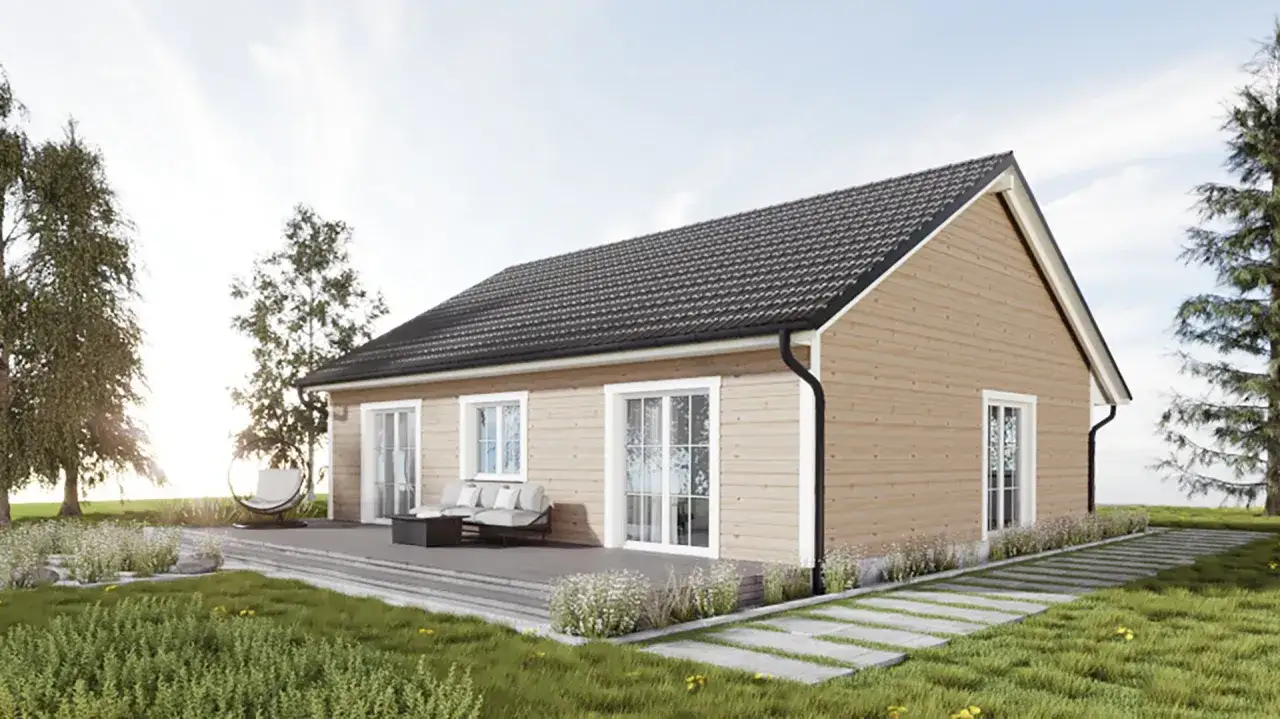projekt domu drewnianego szkieletowego wizualizacja
