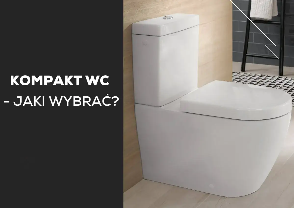 Nowoczesny kompakt WC w łazience. Elegancki, biały sedes z deską wolnoopadającą.