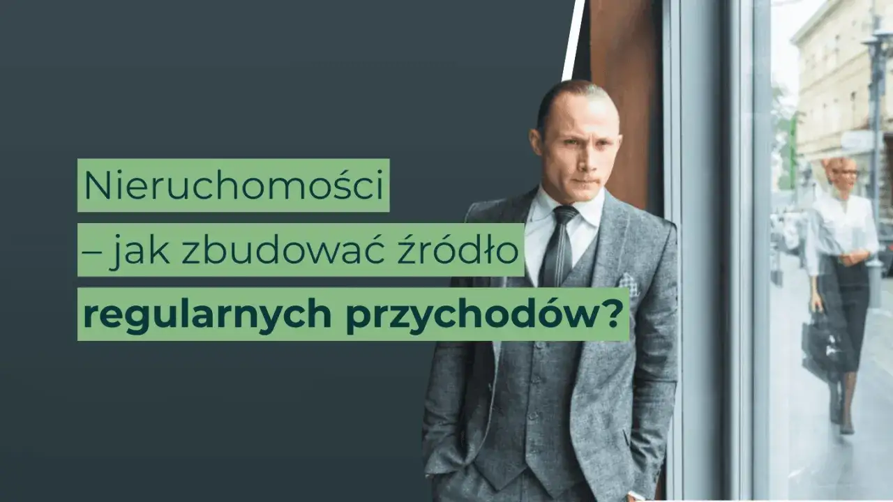 Mężczyzna w garniturze obok tekstu 