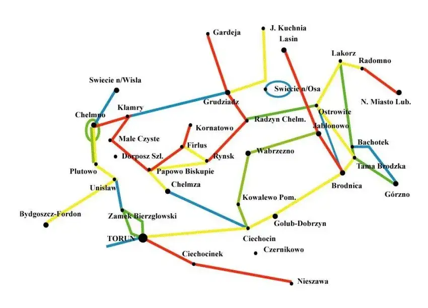 mapa szlak&oacute;w pieszych PTTK z legendą