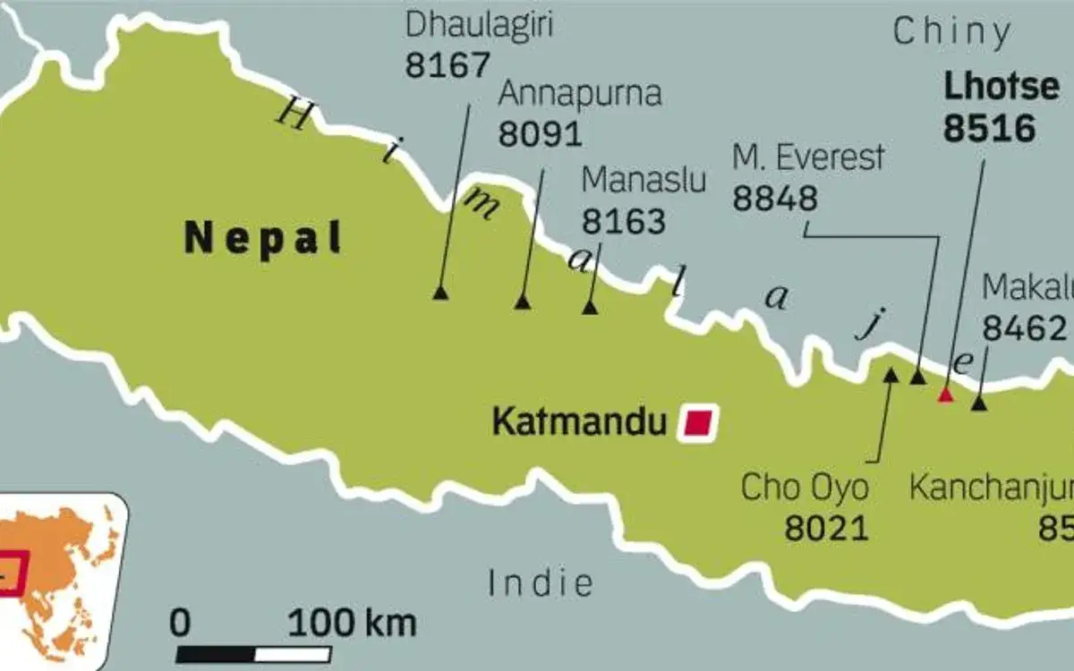 Mount Everest mapa lokalizacja Nepal Chiny