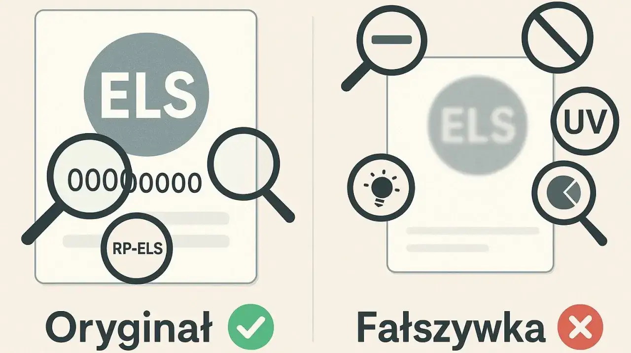 Oryginalny numer legitymacji studenckiej ELS ma 10 cyfr. Fałszywka jest rozmyta i nieczytelna.