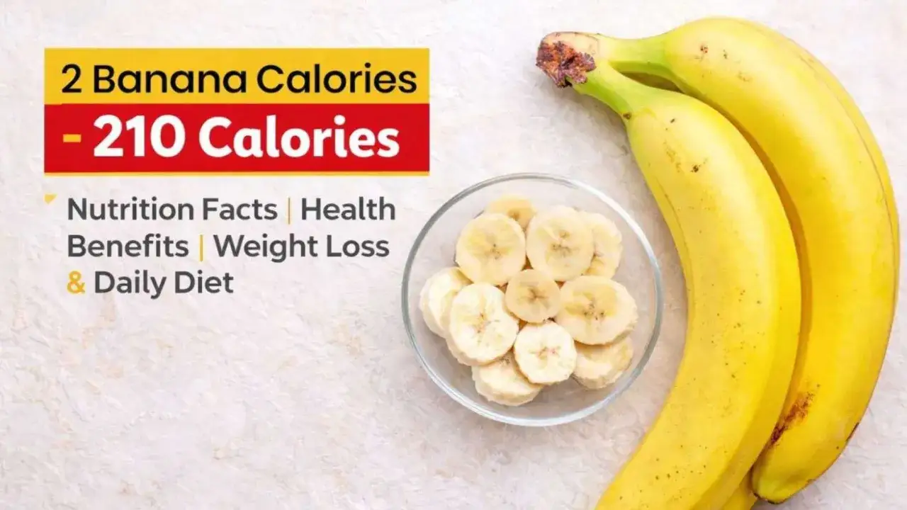 Deux bananes, soit 210 calories, présentées avec des rondelles dans un bol. Idéal pour un régime équilibré.
