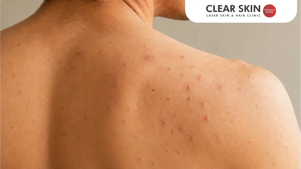 Close-up of shoulder acne. Learn how to get rid of shoulder acne overnight for clearer skin.