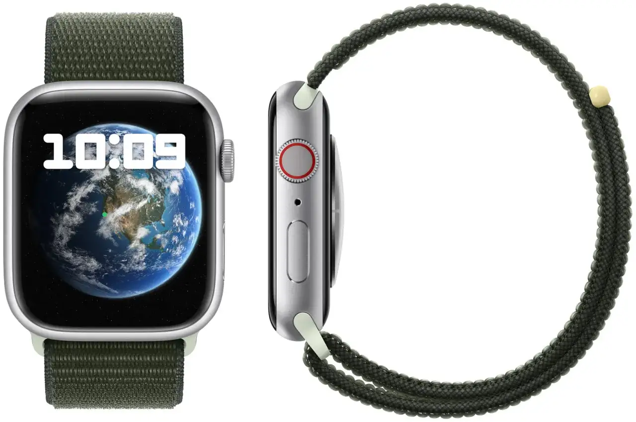 Srebrny smart bracelet z zielonym paskiem i tarczą z Ziemią. Dowiedz się, smart bracelet jak ładować, aby zawsze był gotowy do akcji.