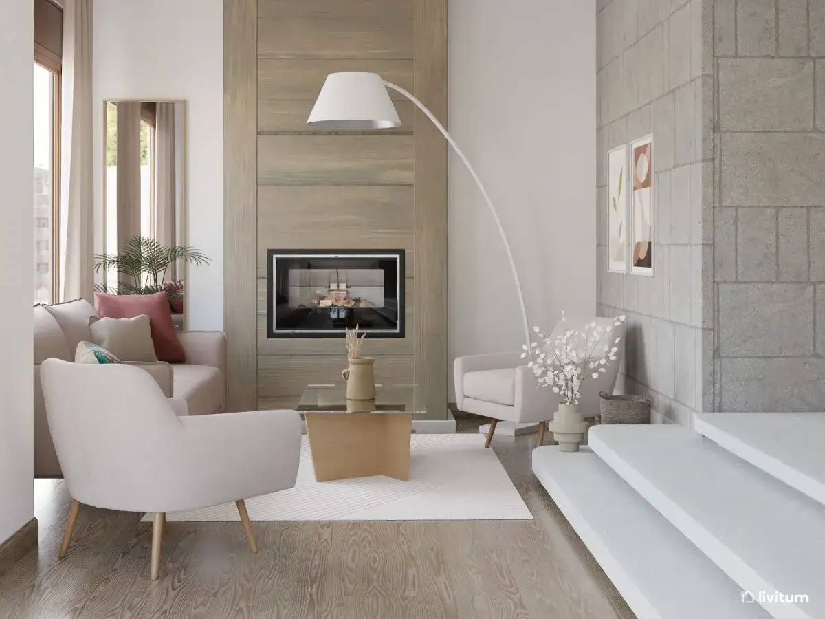 Ideas para decorar una chimenea que no se utiliza: un espacio acogedor con sofás, sillones y un espejo.