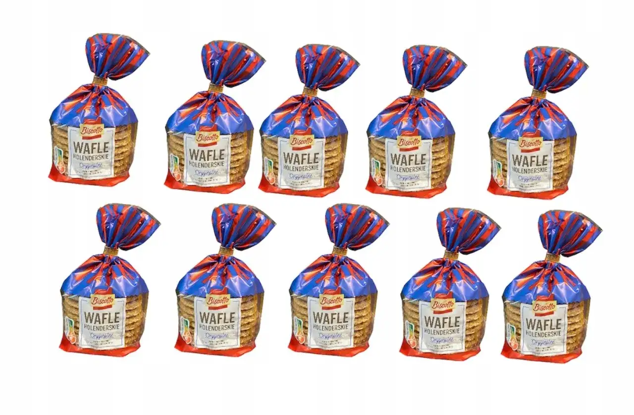 Dziesięć paczek wafelków holenderskich 
