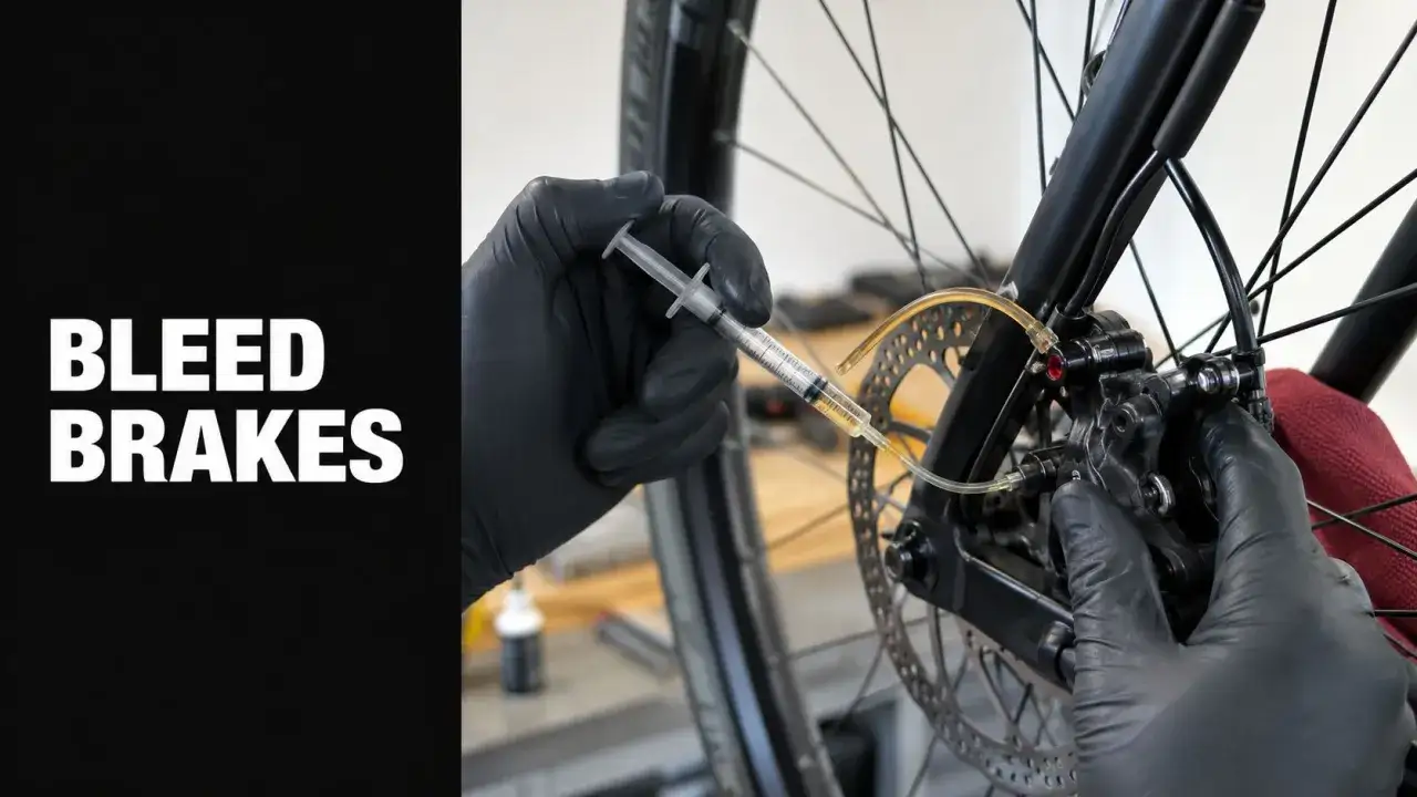 N&auml;r hydrauliska bromsar p&aring; cykeln tar inte, kan det bero p&aring; luft i systemet. H&auml;r visas hur man luftar dem med en spruta.