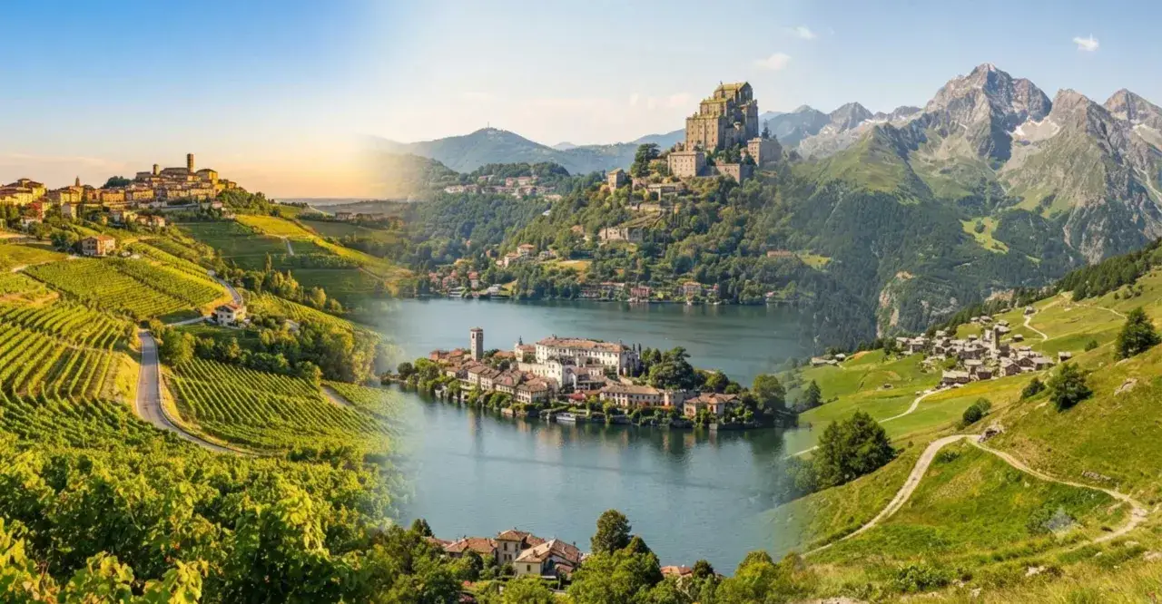 Paesaggi mozzafiato del Piemonte: borghi collinari tra vigneti, isole lacustri e castelli montani. Scopri i migliori posti da visitare in Piemonte.