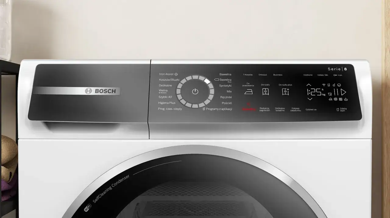 Bosch Seria 8 suszarka wnętrze bębna wyświetlacz