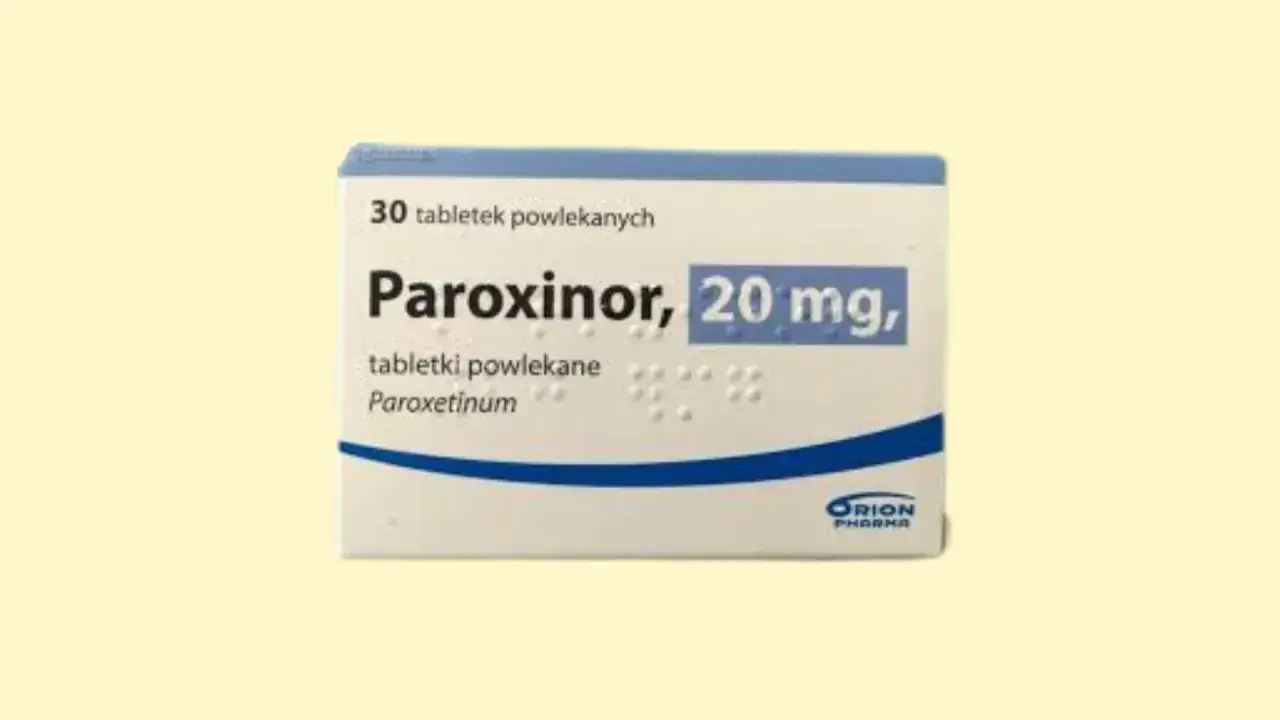 Opakowanie leku Paroxinor 20 mg, zawierającego 30 tabletek powlekanych. Przed zastosowaniem warto zapoznać się z informacjami o paroxinor skutki uboczne.