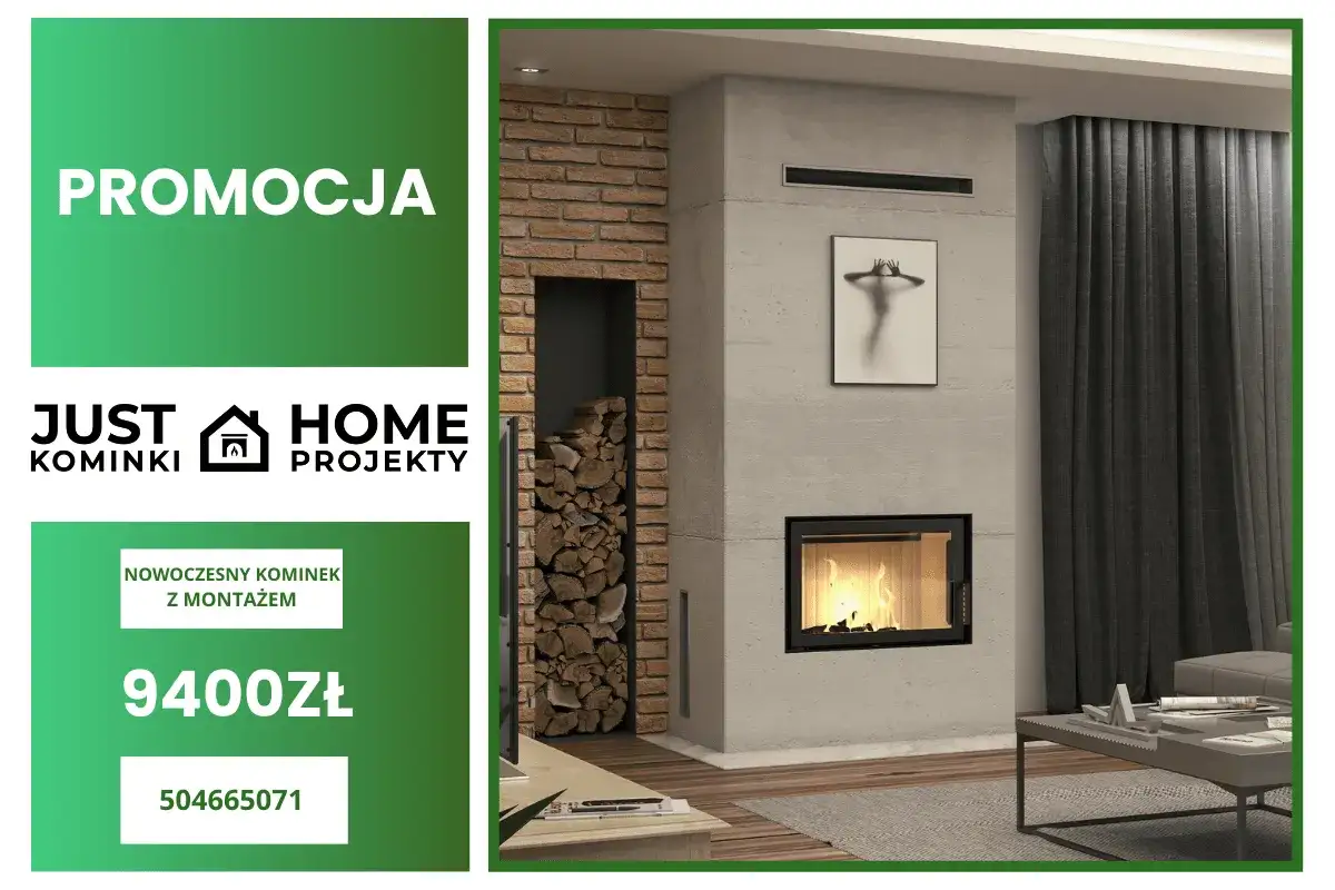 Promocja na nowoczesny kominek z montażem. Sprawdź cennik zabudowy kominka od Just Home Kominki. Cena 9400 zł.