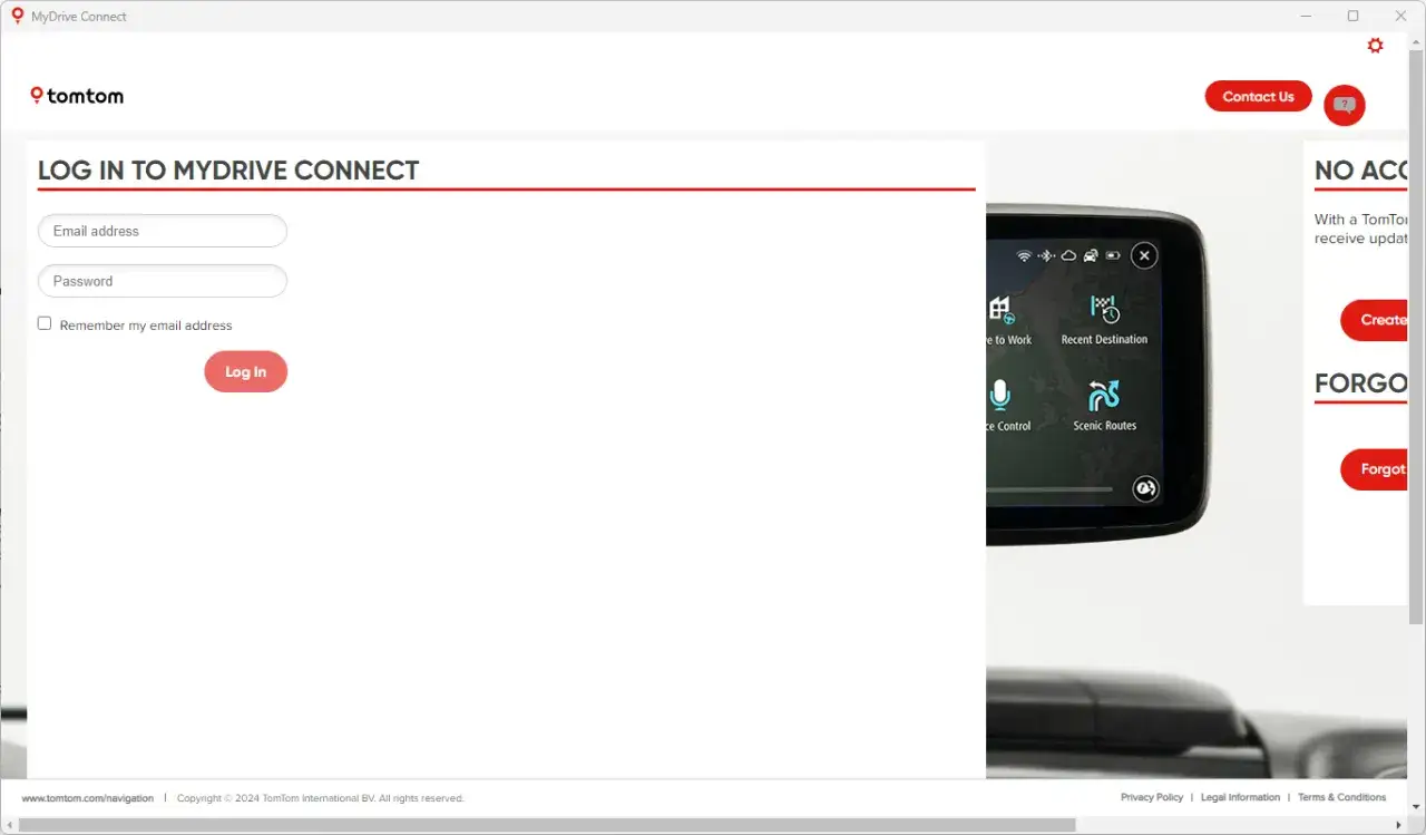 TomTom MyDrive Connect interfejs