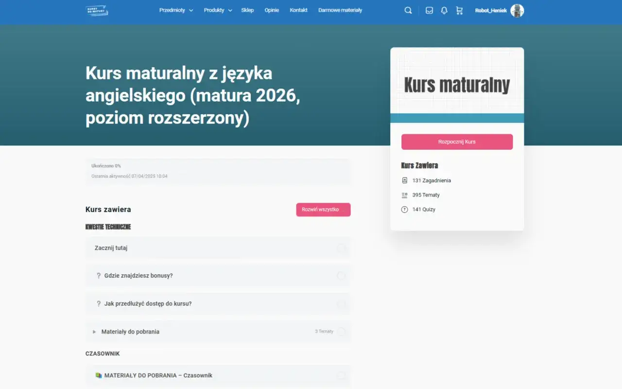 checklist wyboru kursu maturalnego