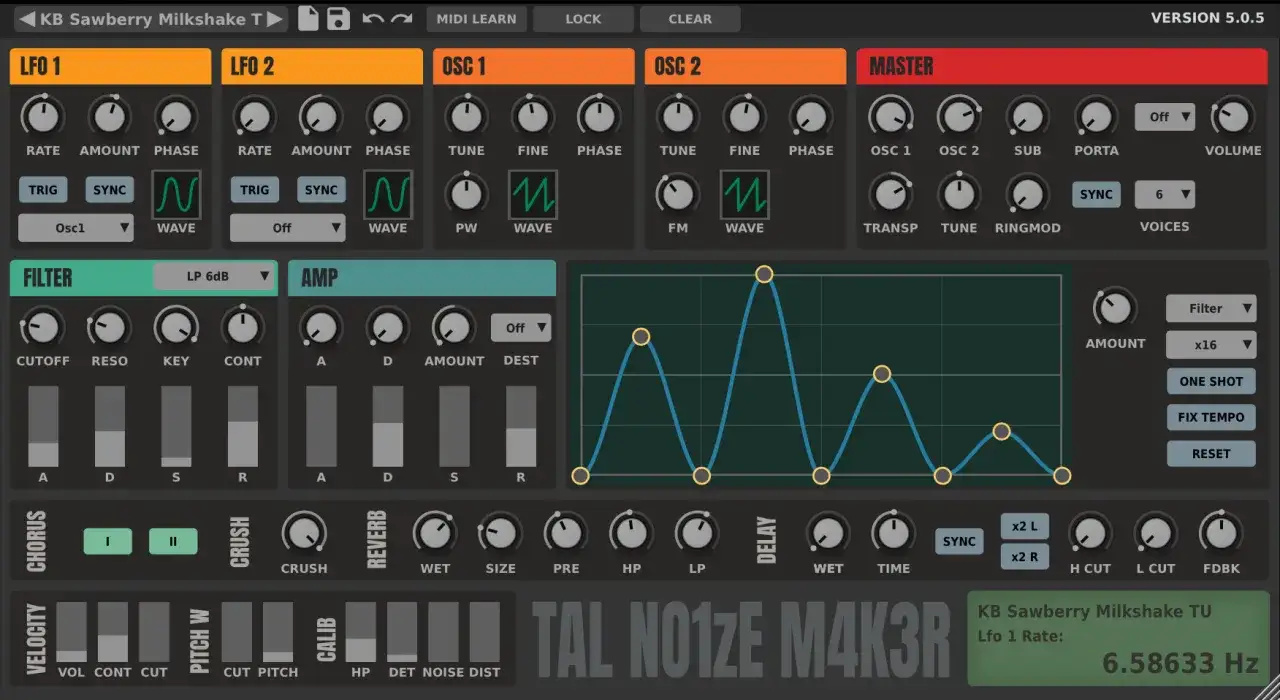 Ein kostenloses Synthesizer-Interface mit vielen Reglern und Wellenformen. Ideal f&uuml;r Musikproduktion.