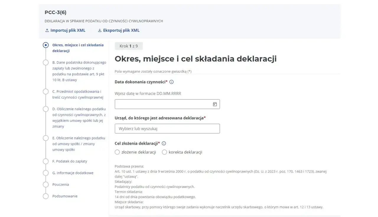 Formularz PCC-3 i dokumenty kredytowe
