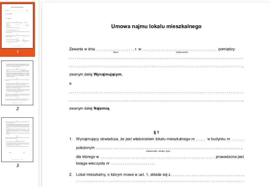 umowa najmu tradycyjnego wzór