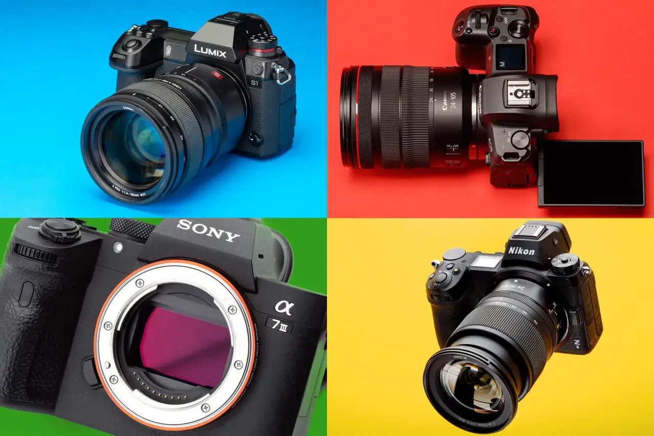 Cztery aparaty: Lumix S1, Canon EOS R, Sony α7 III i Nikon z6.