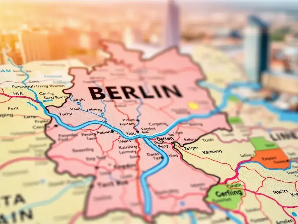 Mapa rzek Berlina i głównych atrakcji