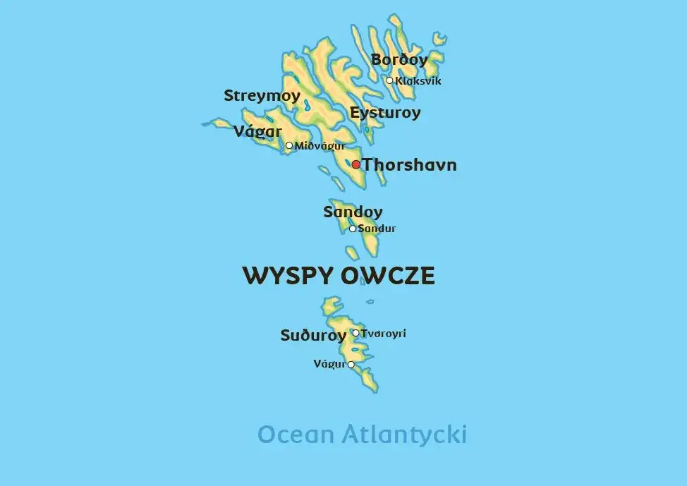 Mapa gł&oacute;wnych wysp Wysp Owczych