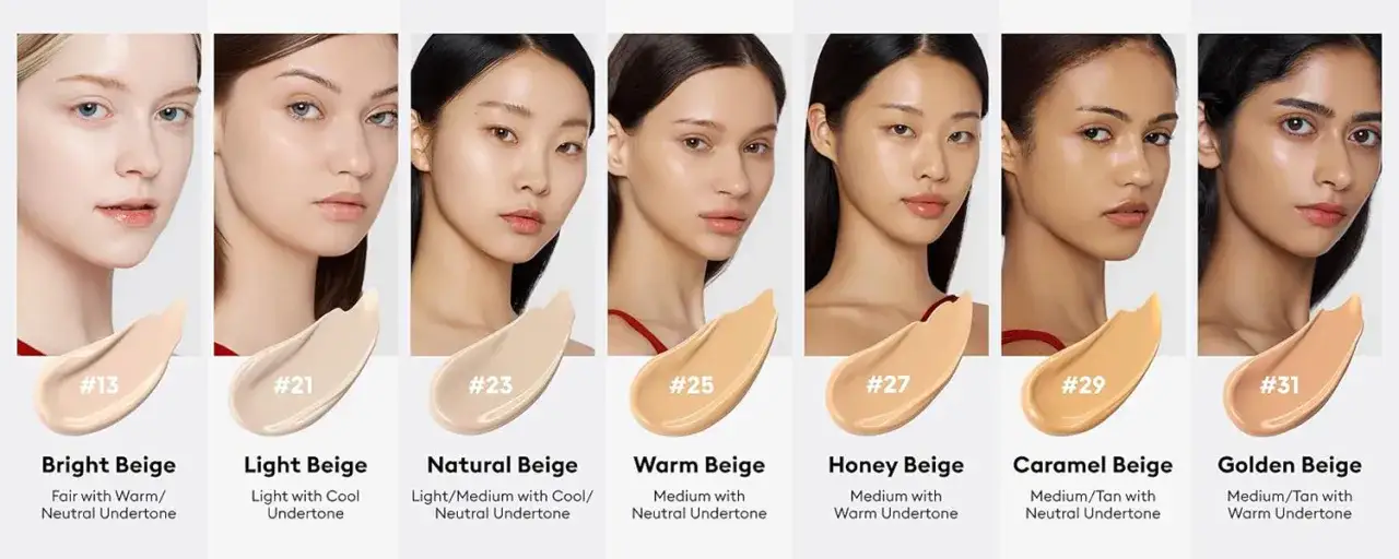 Missha M Perfect Cover BB Cream swatche odcieni 13 21 23 25 27