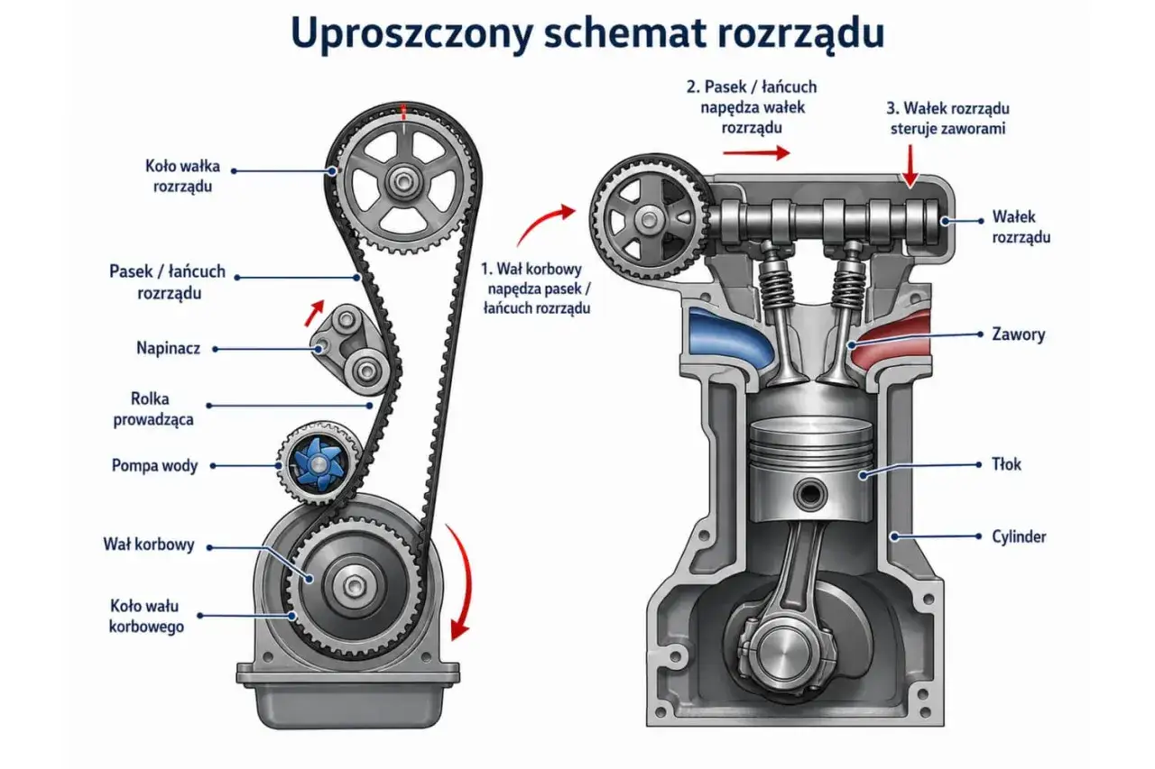Schemat rozrządu silnika. Dowiedz się, co ile wymieniać rozrząd w dieslu, aby uniknąć awarii.