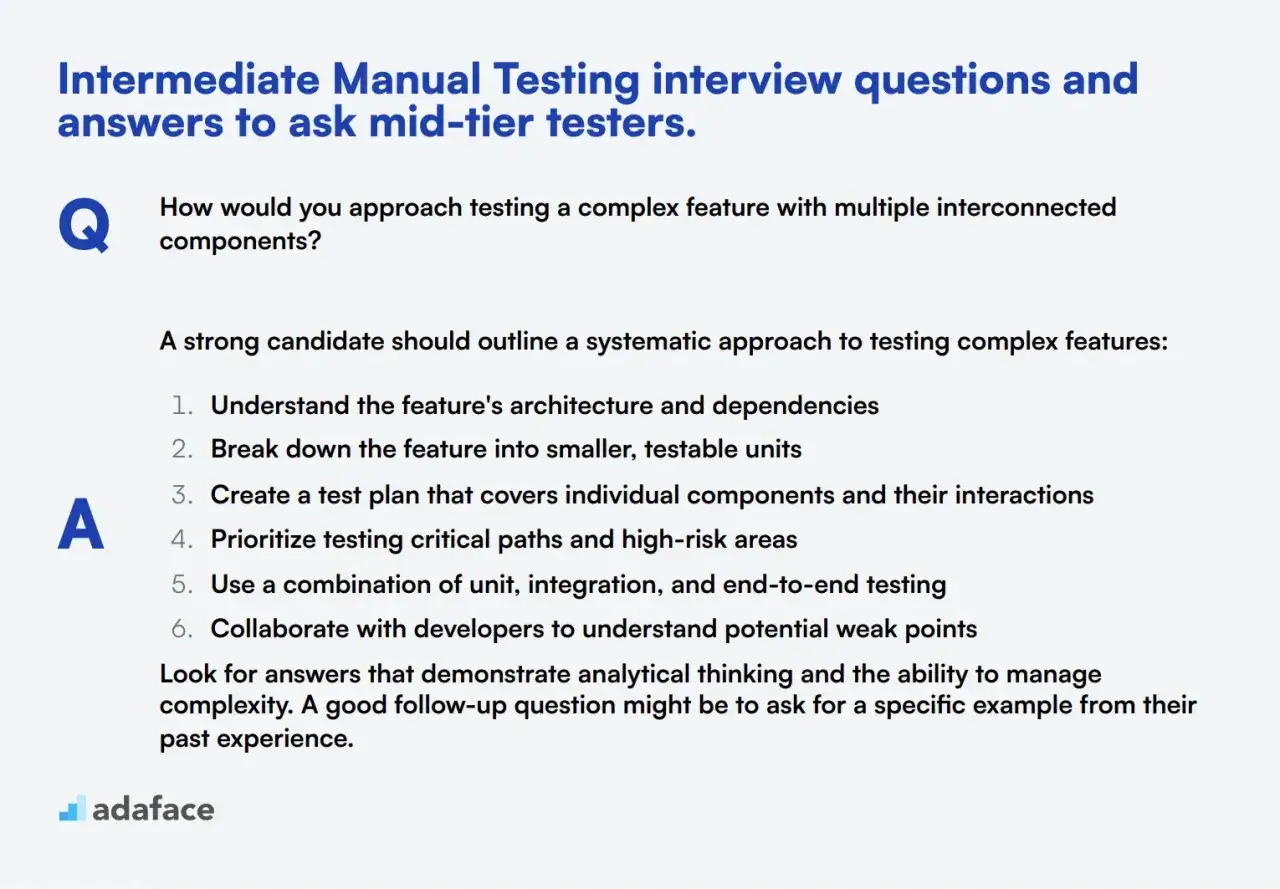 Pytania rekrutacyjne tester: jak testować złożone funkcje? Odpowiedź opisuje systematyczne podejście, analizę zależności i planowanie testów.
