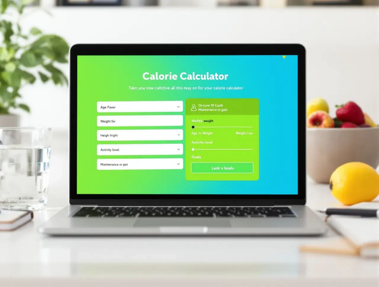 Kalkulator kalorii na laptopie, który pomoże w redukcji ile kcal. Wpisz dane, by osiągnąć cel.