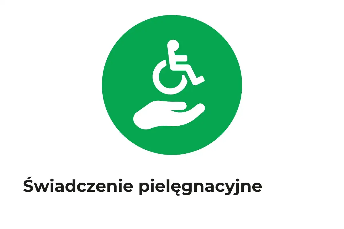 Symbol opiekuna osoby niepełnosprawnej: dłoń podtrzymująca wózek inwalidzki.