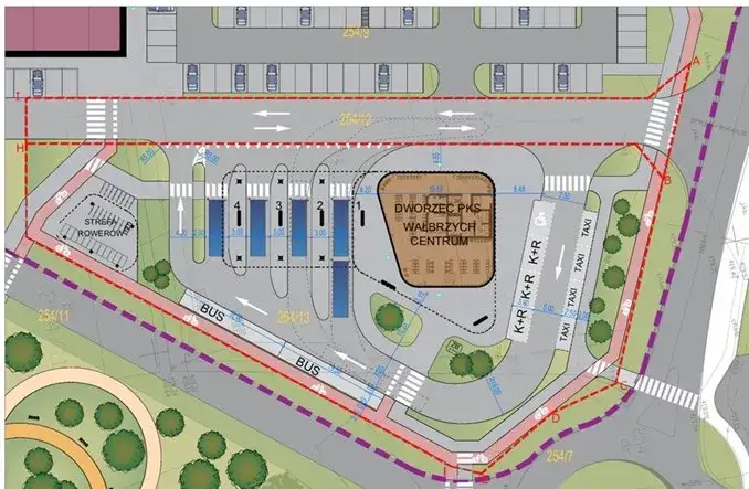 Mapa Wałbrzycha transport publiczny