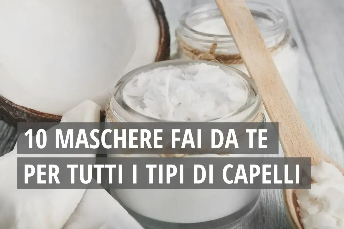 Ingredienti naturali per una maschera capelli fai da te: cocco e ingredienti cremosi in barattoli, pronti per nutrire ogni tipo di capello.