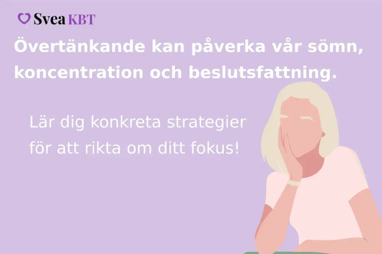 Illustration av en person som funderar. Texten ger r&aring;d om hur man kan hantera katastroftankar och rikta om sitt fokus.