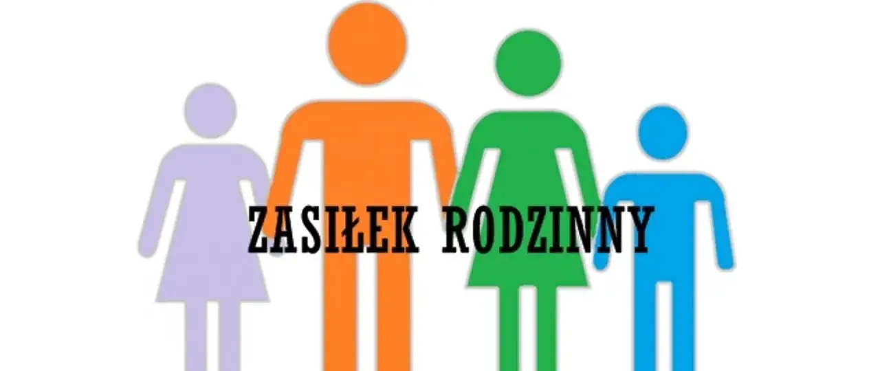 Kolorowe sylwetki rodziny z napisem