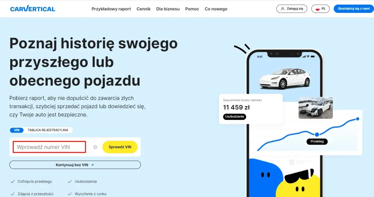 Sprawdź historię pojazdu na Carvertical. Opinie potwierdzają, że to świetne narzędzie do weryfikacji aut przed zakupem.