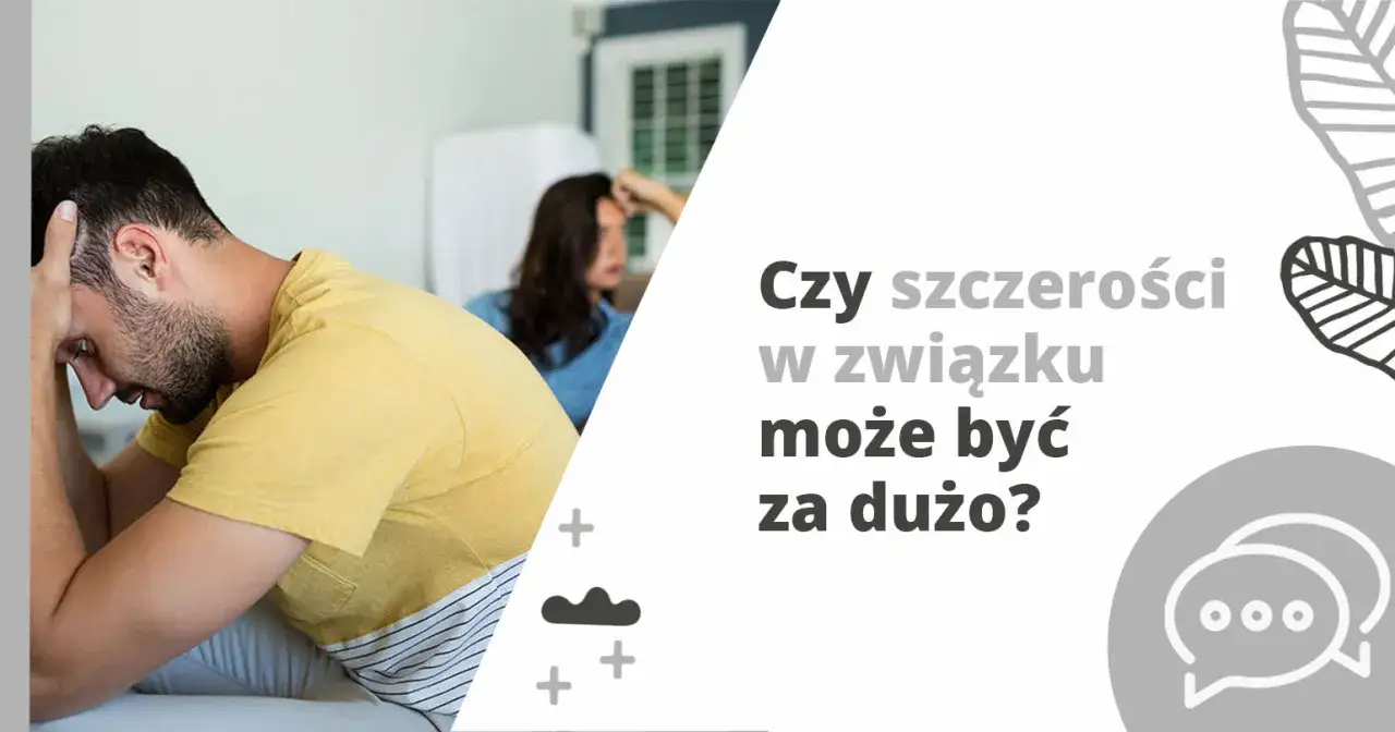 Zmartwiony mężczyzna i kobieta w tle. Tekst: