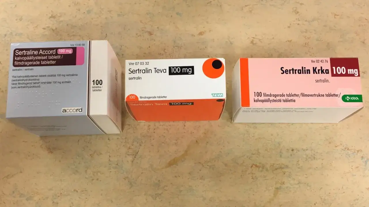 Tre kartonger med sertralin 100 mg. Varje kartong innehåller 100 tabletter. Sertralin 25 mg effekt kan variera.