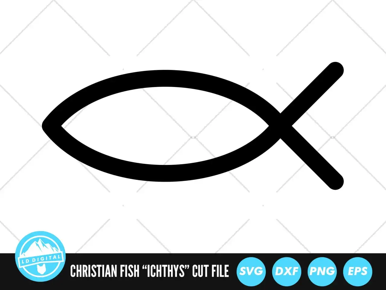 Schwarzer Ichthys, ein alter christlicher Fisch als Symbol.