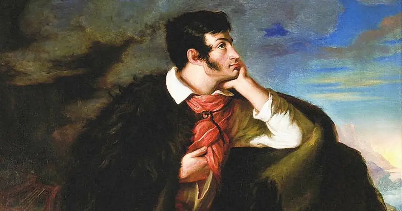 Portret młodego mężczyzny w burzy, symbolizujący burzliwe ramy czasowe romantyzmu.