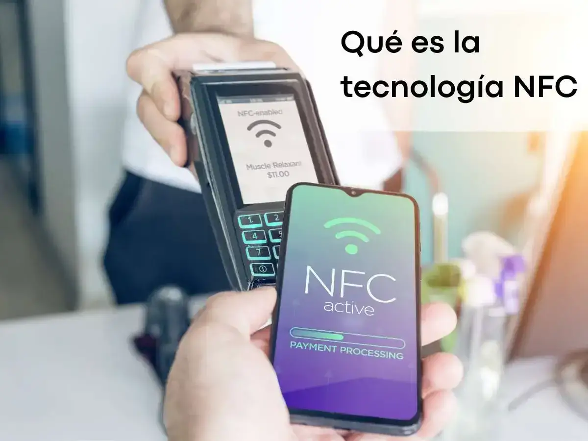 Pago sin contacto con m&oacute;vil y terminal. La tecnolog&iacute;a NFC permite transacciones r&aacute;pidas y seguras.