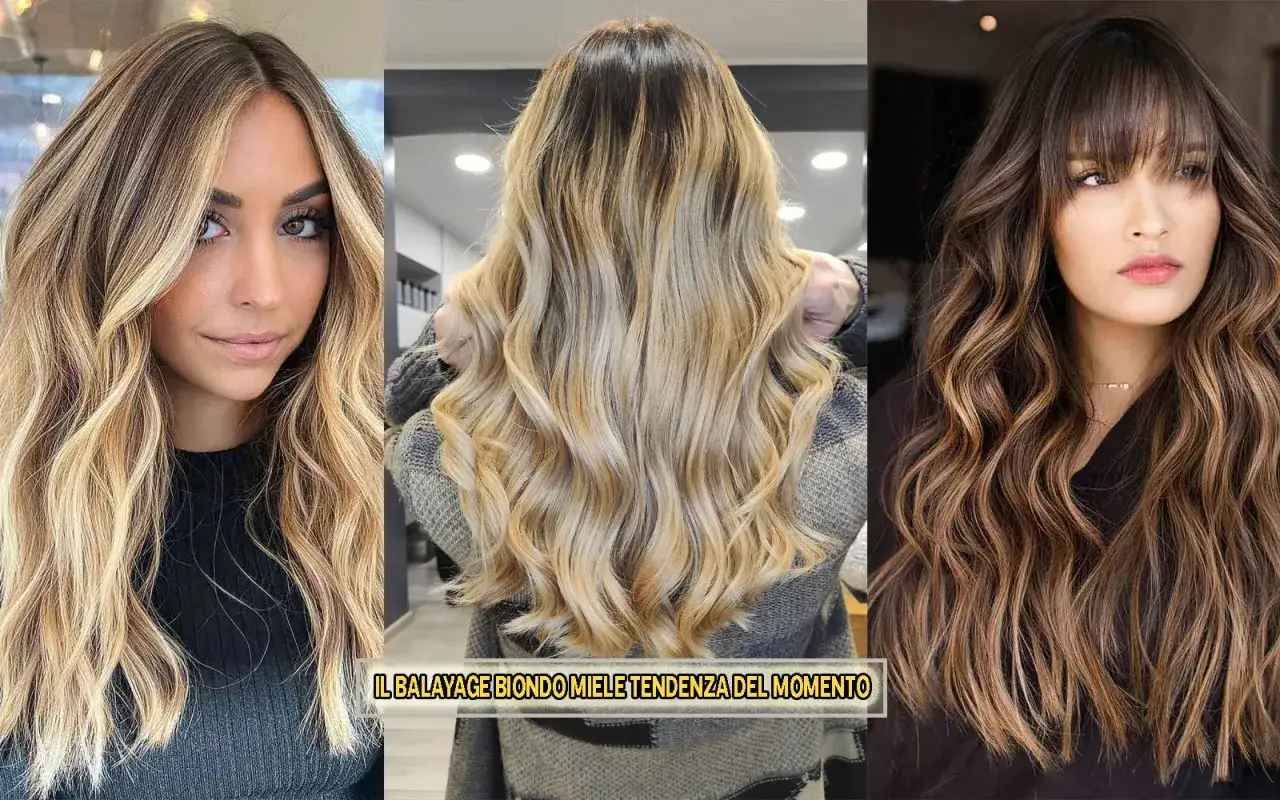 Balayage biondo miele dorato su castano, un look naturale e luminoso che incanta.