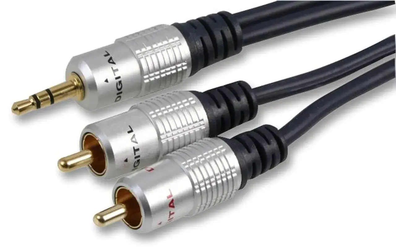 Kabel jack 3.5mm do RCA, idealny do podłączenia telefonu lub odtwarzacza do radia samochodowego, zapewniający świetny dźwięk.