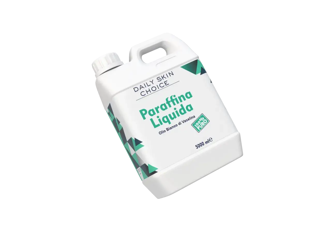 Flacone di paraffina liquida, olio bianco di vaselina, utile per la cura della pelle.
