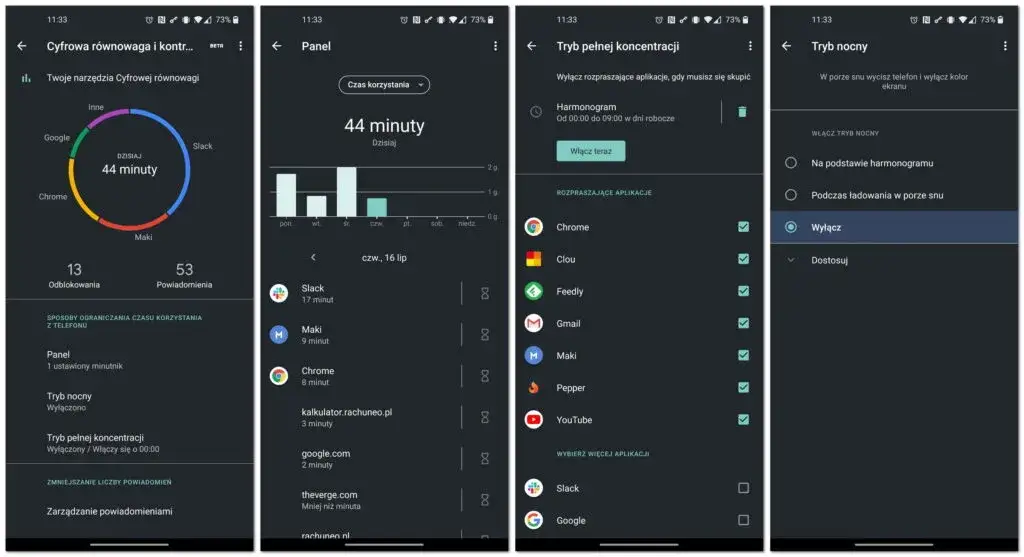 screenshot cyfrowa równowaga android