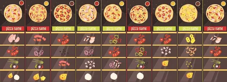 r&oacute;żne rodzaje pizzy kolaż