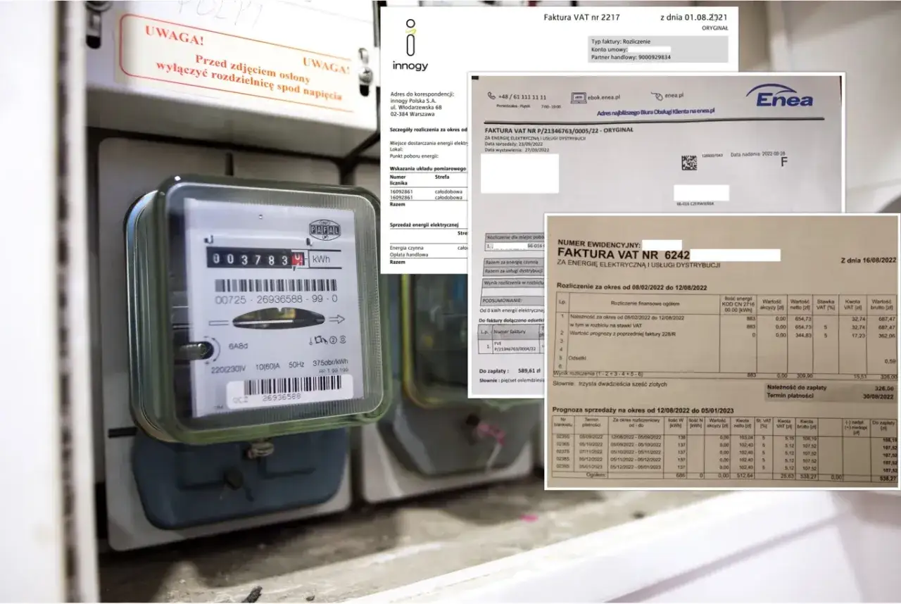 Licznik energii elektrycznej i faktury pokazują, jak obliczyć ile prądu zużyje urządzenie.