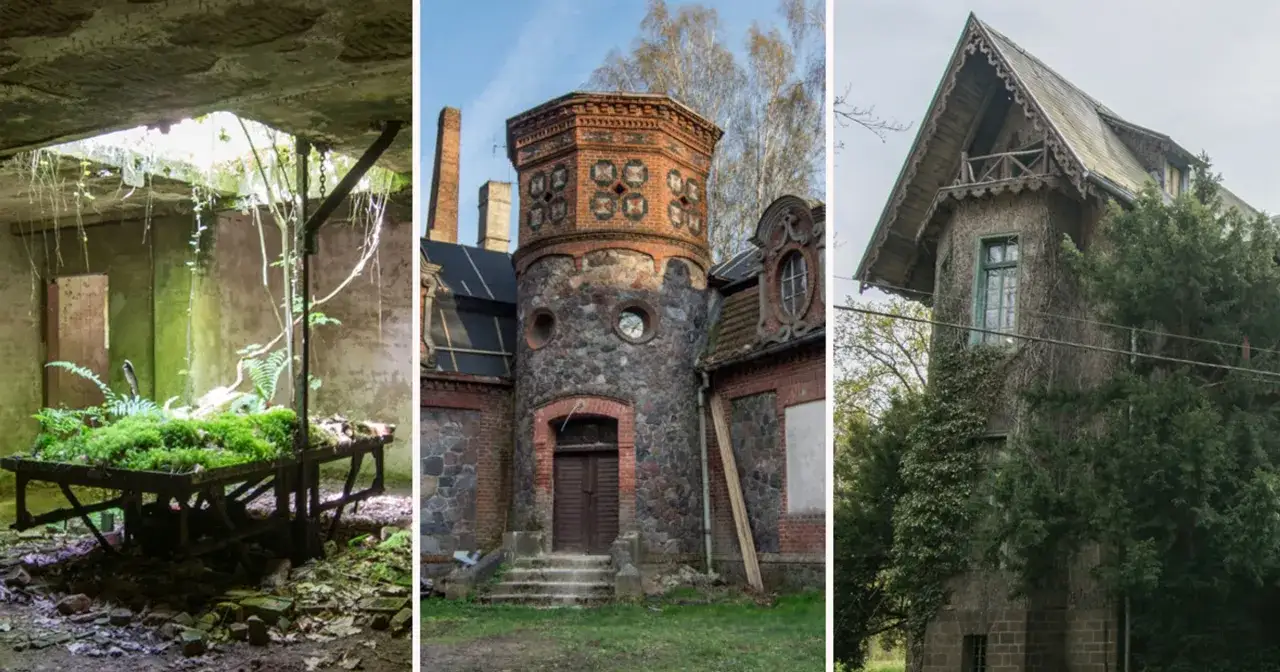 Trzy opuszczone budowle w Polsce, od zarośniętego wnętrza po kamienno-ceglany dworek i willę porośniętą bluszczem. Urbex Polska.